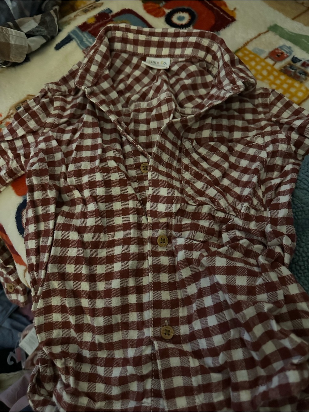 LC Lauren Conrad Burgundy & White Gingham Button-Down Shirt